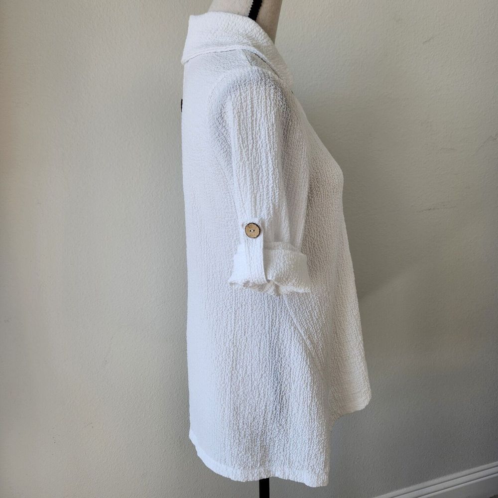 Peck & Peck‎ Womens Small Summer Beach Button Up White Blouse - Picture 6 of 13